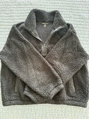 Athleta Black Sherpa Quarter-Zip Pullover